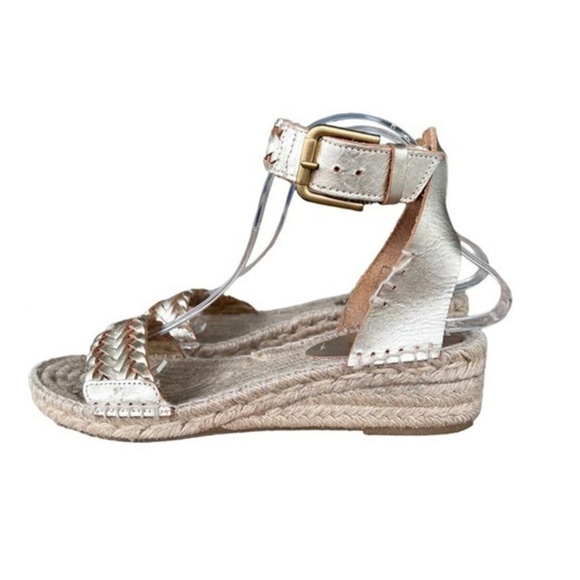 SOLUDOS WOVEN BRAIDED LEATHER JUTE WEDGE ESPADRILLE / SZ 9 - Picture 4 of 5